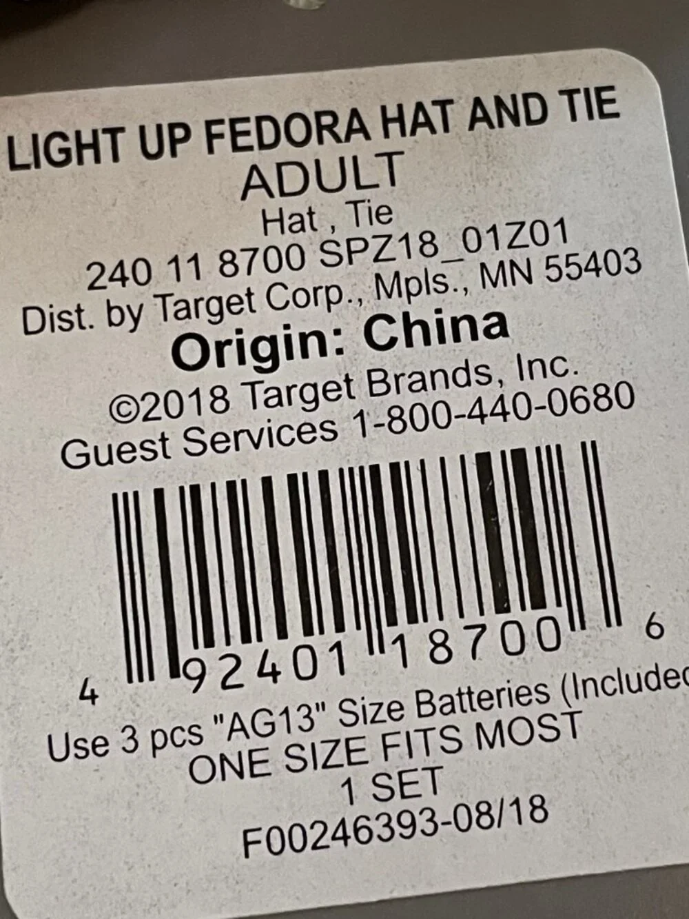 Bundle of 3 Sets of Light up Fedora Hat and Tie NWT
